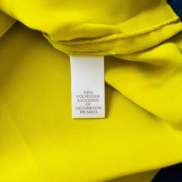 Banana Republic Bright Yellow/Blue Colour-Block Loose Fitting Blouse, Size S - Picture 11 of 11